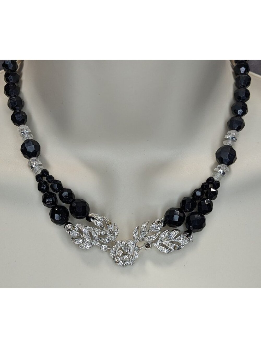 Glam Goth Floral Beaded Necklace